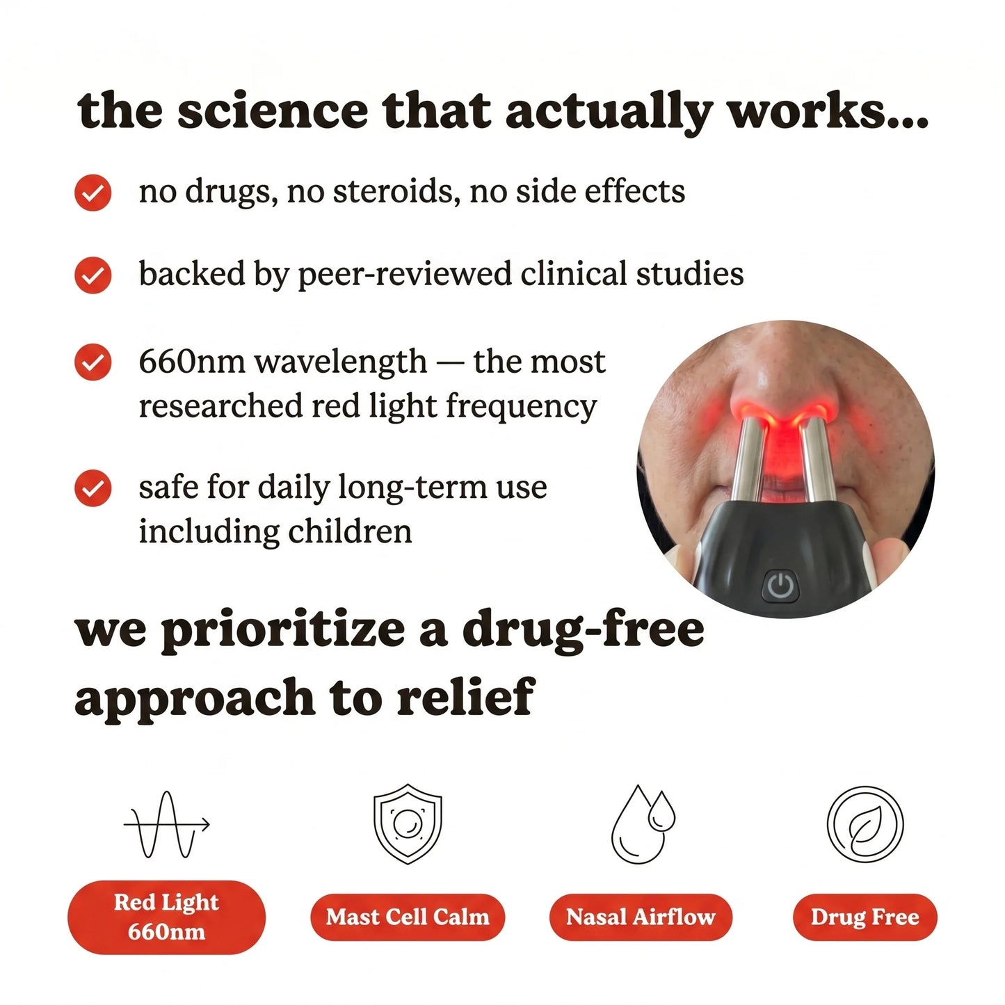 Red Light Therapy Nasal Device for Allergy & Congestion Relief
